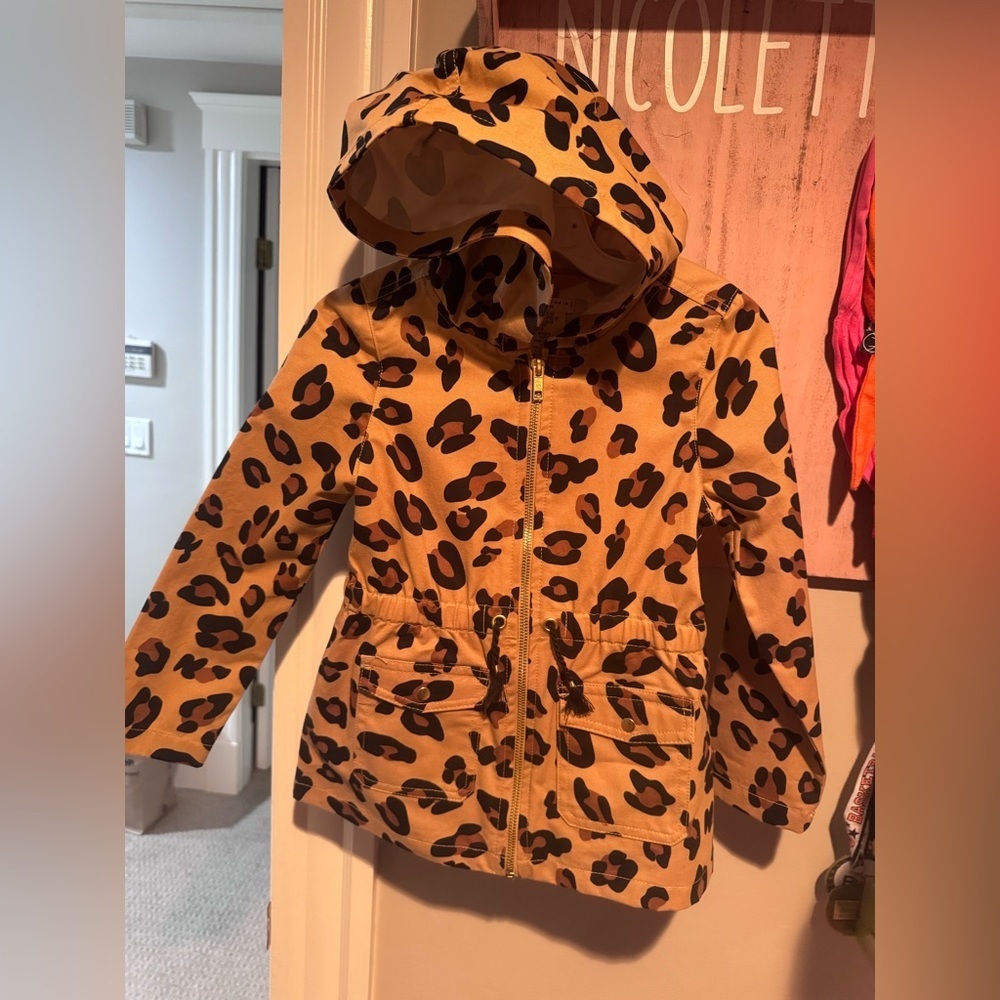 ☀️Max Studio Tan and Black Leopard Kids Raincoat